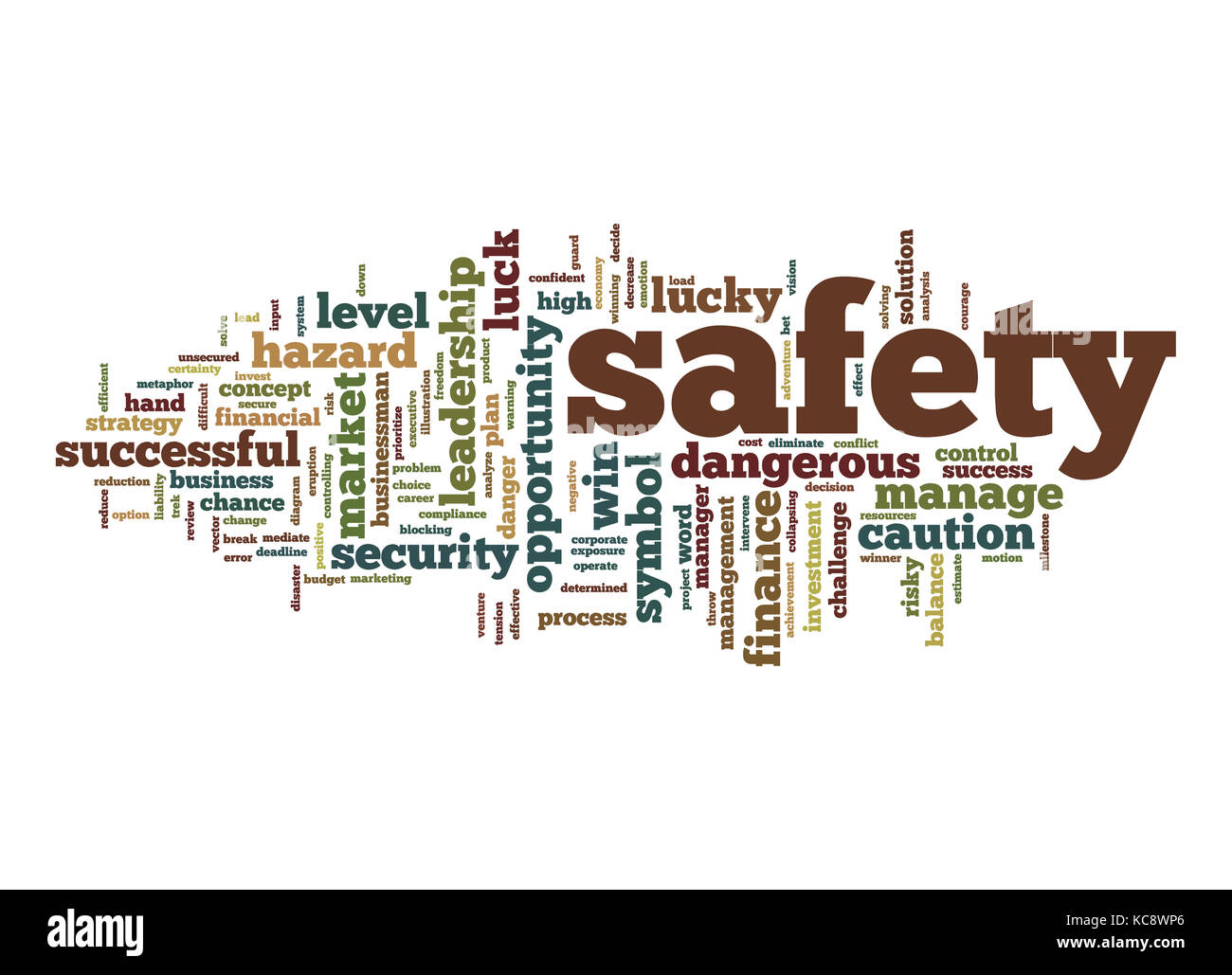 Safety word cloud with white background image with hires rendered