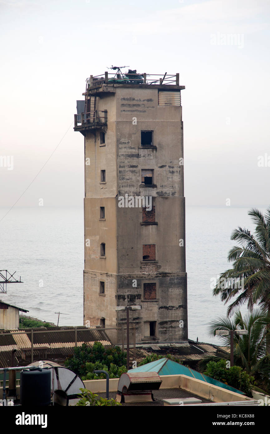 Military tower viewpoint on coast in Colombo, Sri Lanka, Asia Stock Photo