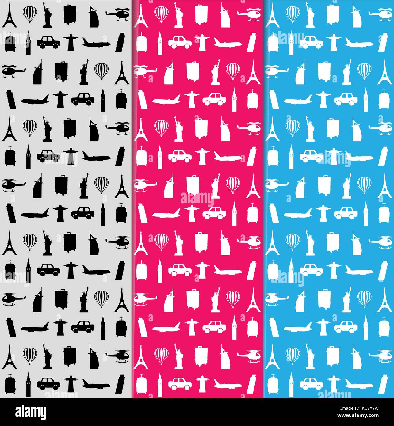 Seamless Travel Icons Vector Pattern. Vector Illustration Stock Vector ...