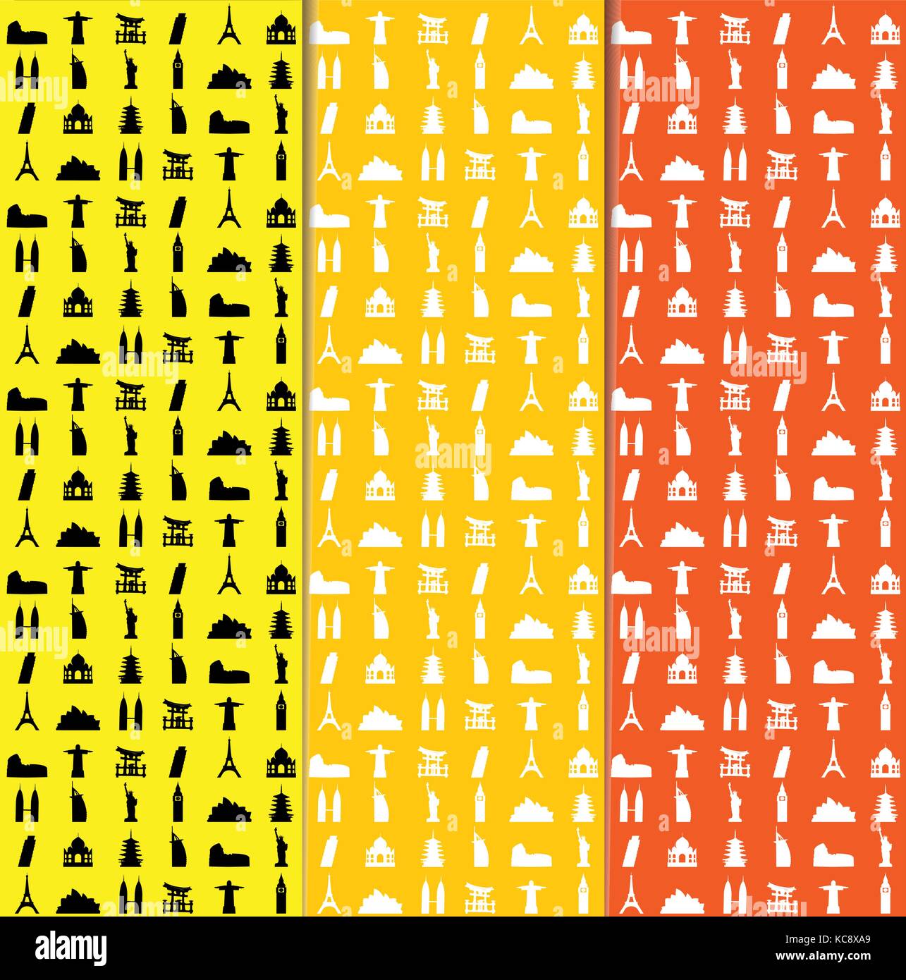 Seamless Vector World's Famous Landmarks Icons Pattern Stock Vector ...