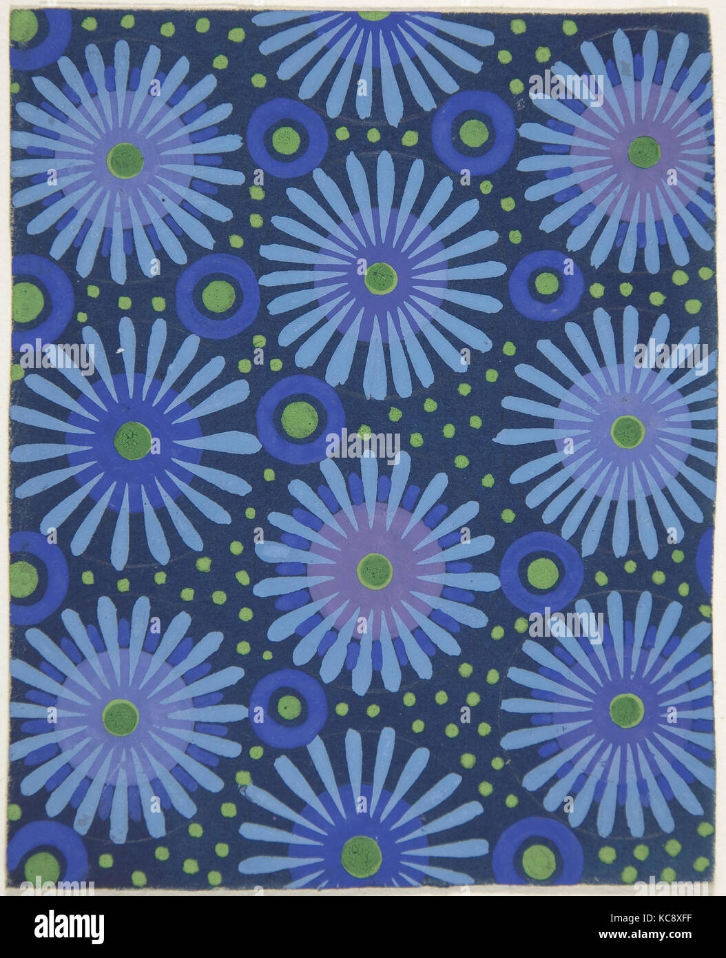 Fabric Design with Flowers, Circles, and Dots, Attributed to Paul Poiret, ca. 1918–25 Stock Photo