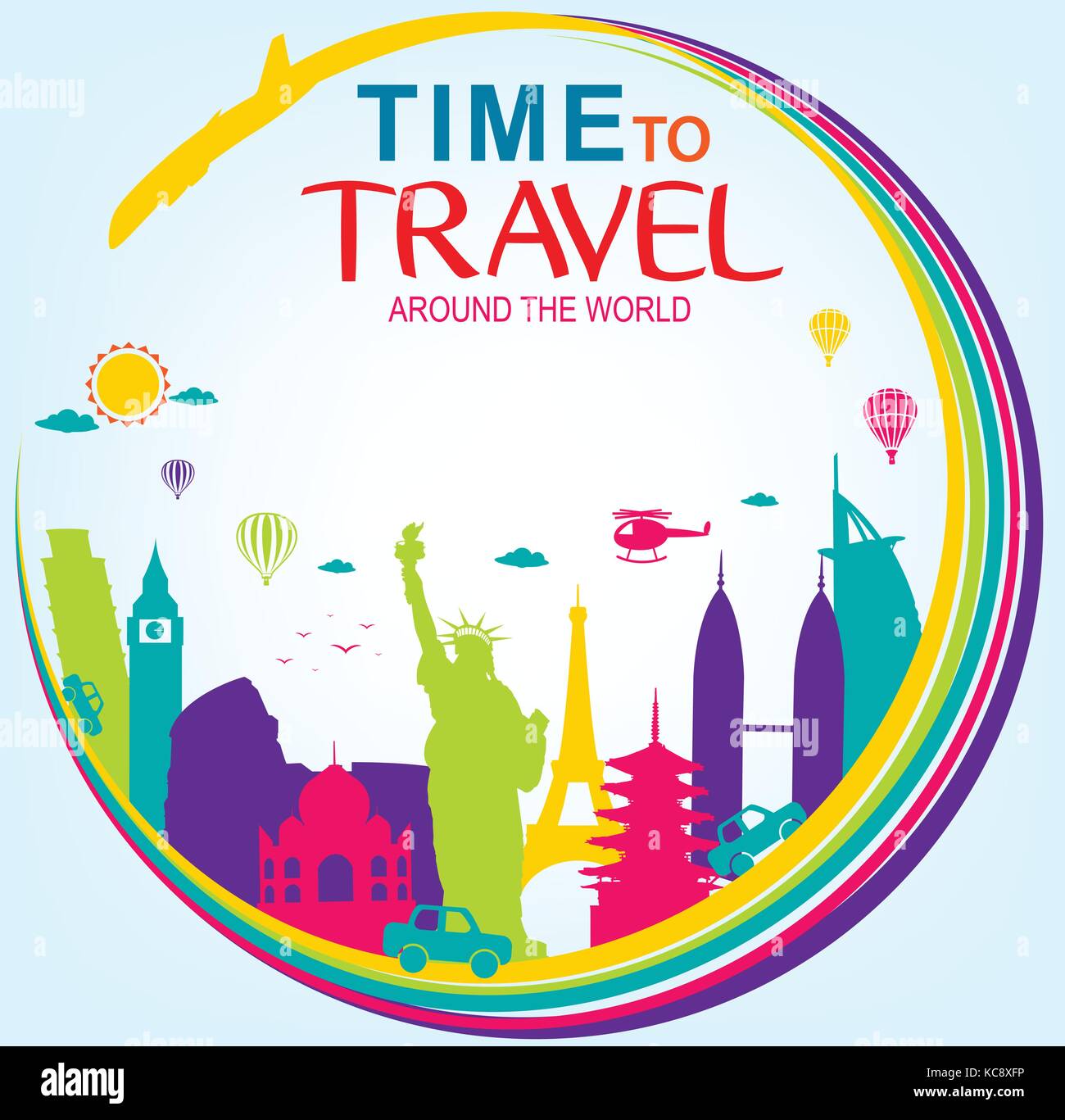 Full Vector Time to Travel Around the World with Colorful World's