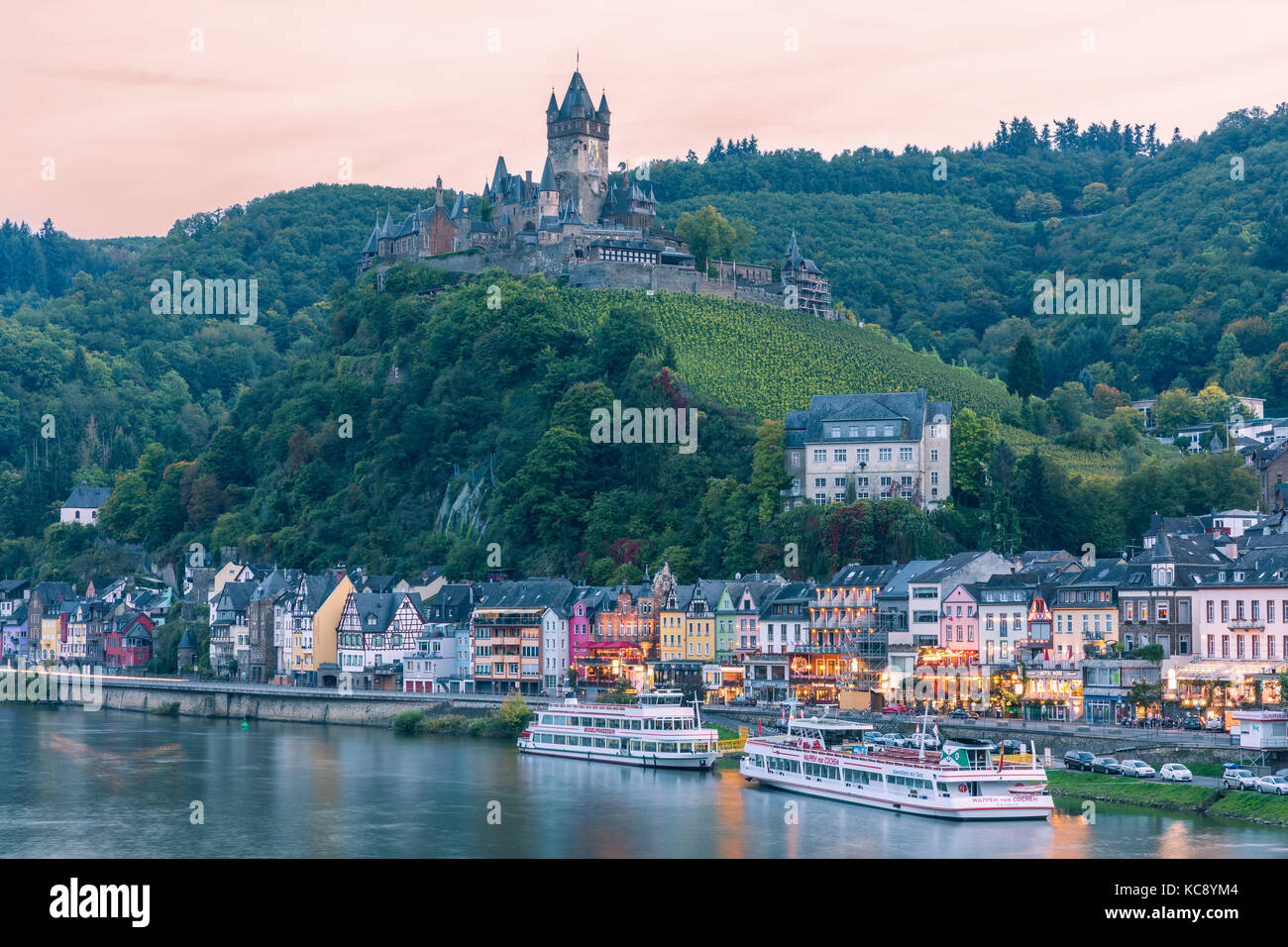 Reichsburg Cochem Castle is more than a castle. It is the largest hill-castle on the Mosel, Germany. Stock Photo