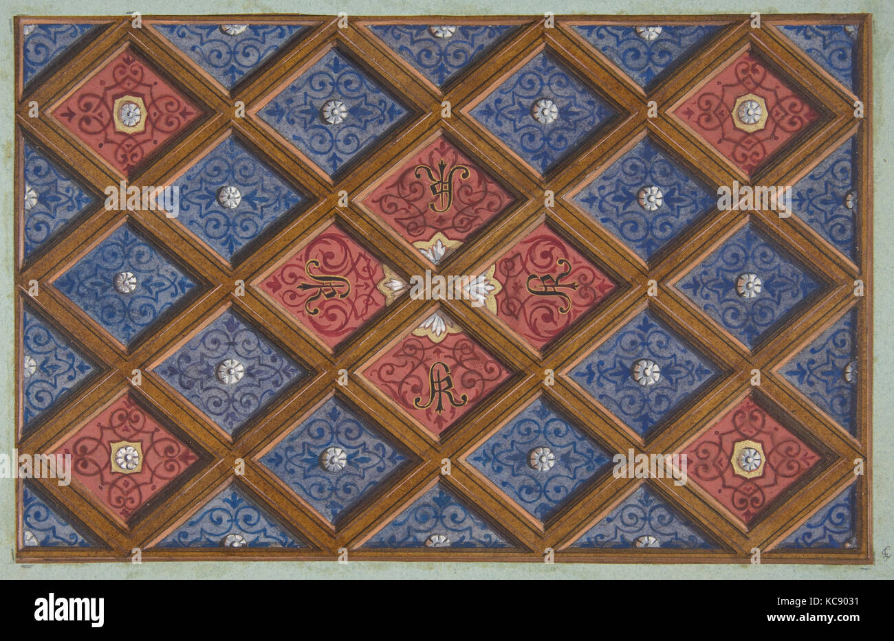 Design For A Coffered Ceiling With Painted Initials Sri Stock