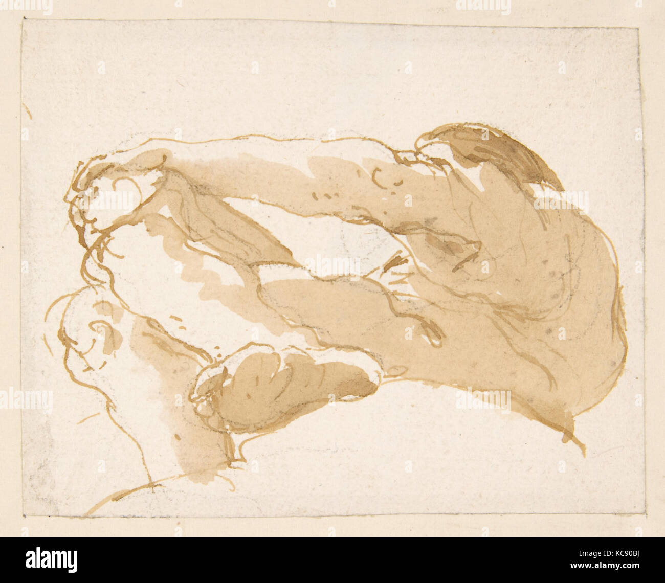 Seated Man Turned Towards the Left Seen from Below, Giovanni Battista Tiepolo, 1696–1770 Stock Photo
