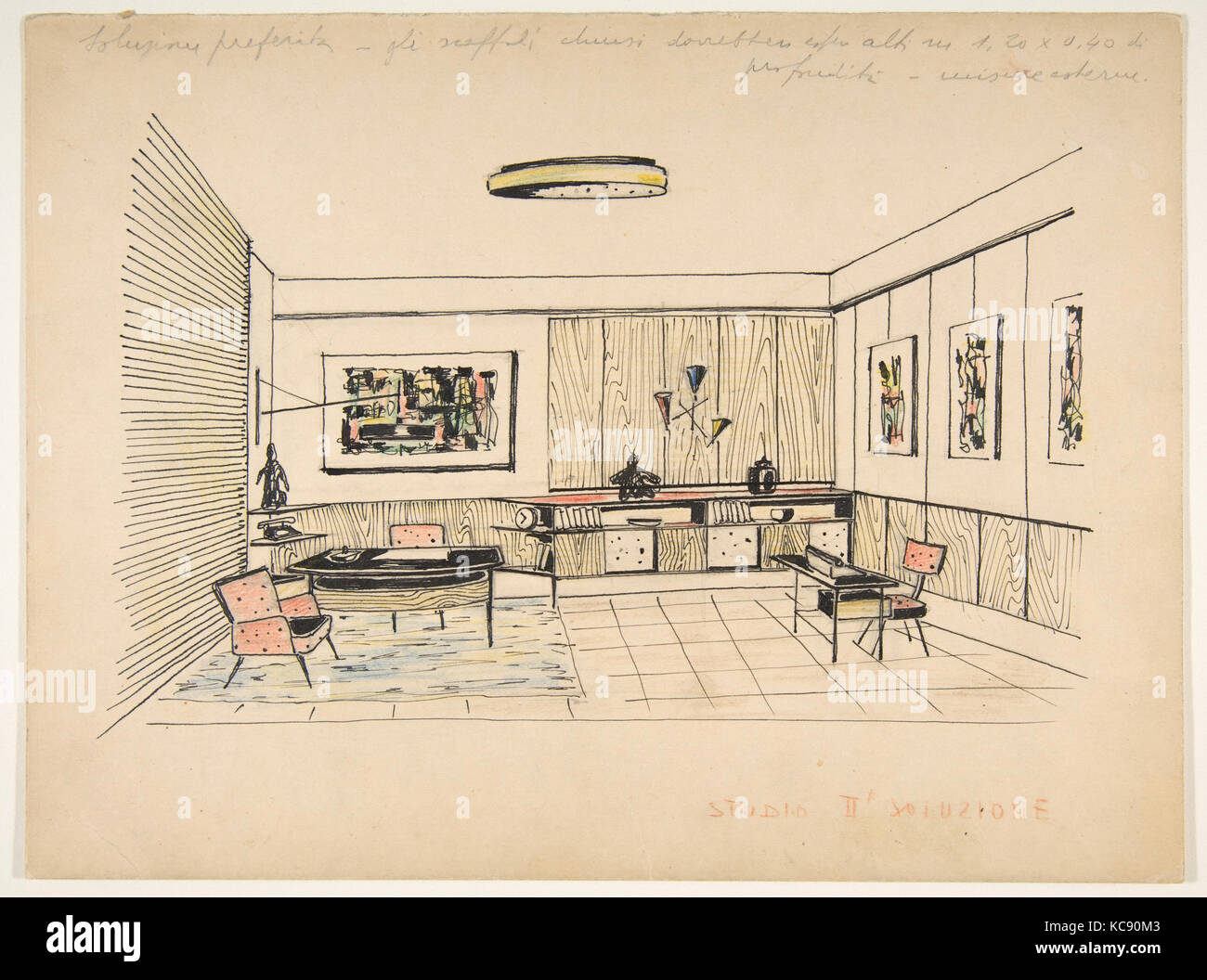 Perspective of 'Studio D' Solozione', Guglielmo Ulrich, 1954 Stock Photo