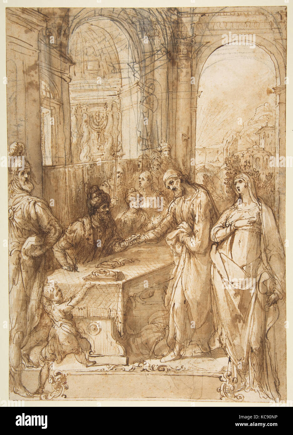 Esther and Mordecai before King Ahasuerus (Esther 8:1- 12), Giovanni de' Vecchi, 1536/7–1615 Stock Photo