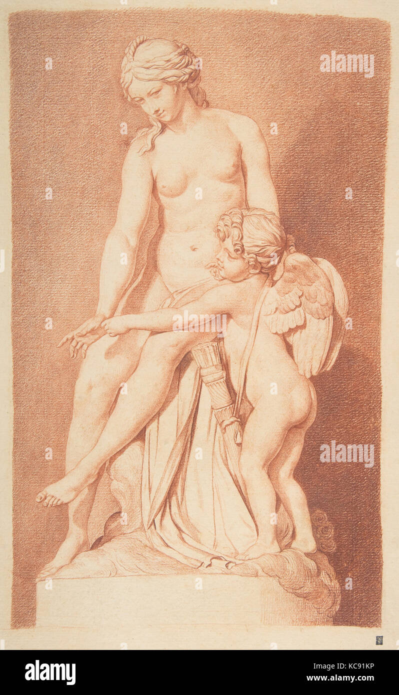 Venus Teaching Cupid to Use His Bow, Louis Claude Vassé, 18th century Stock Photo