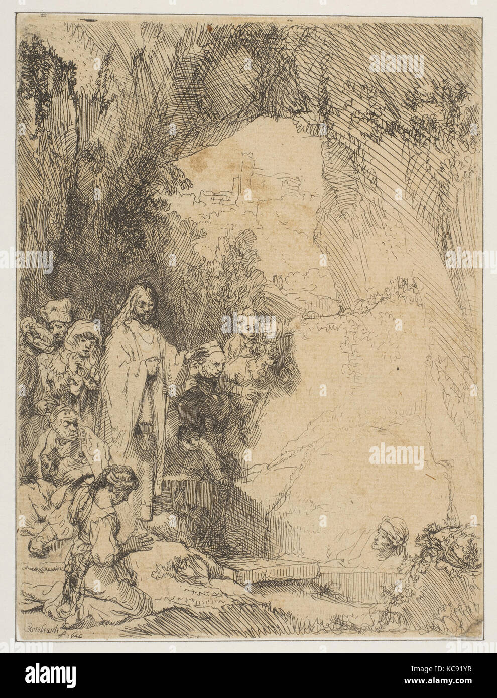 The Raising of Lazarus: The Smaller Plate, Rembrandt, 1642 Stock Photo
