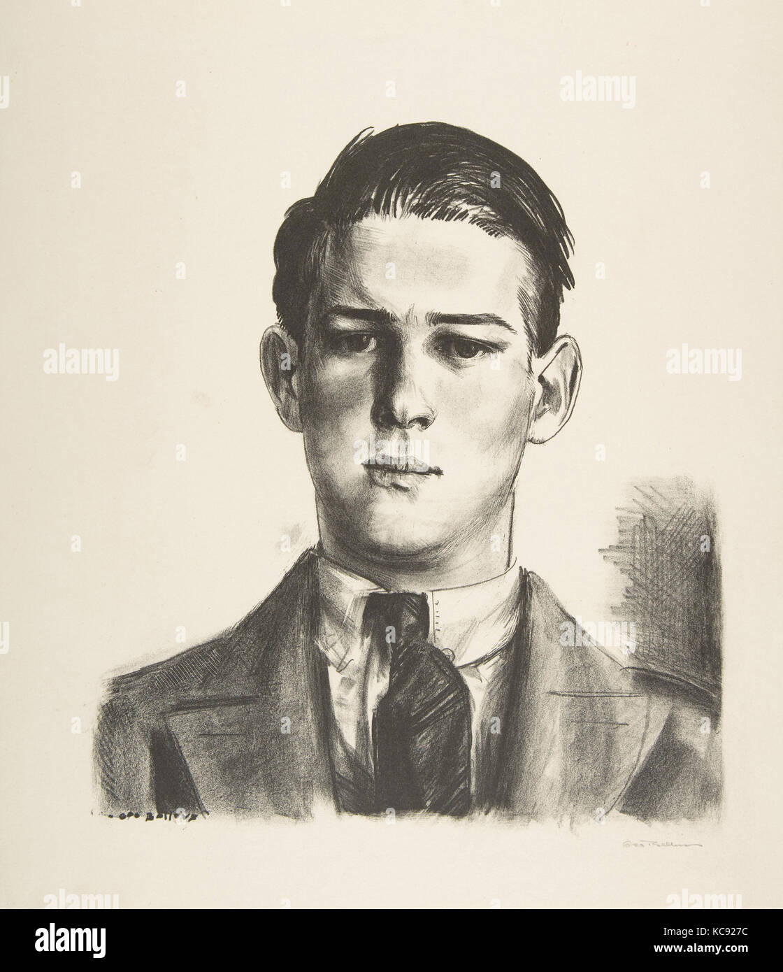 Head of Gregory, 1924, Lithograph, image: 9 15/16 x 9 in. (25.2 x 22.9 cm), Prints, George Bellows (American, Columbus, Ohio Stock Photo