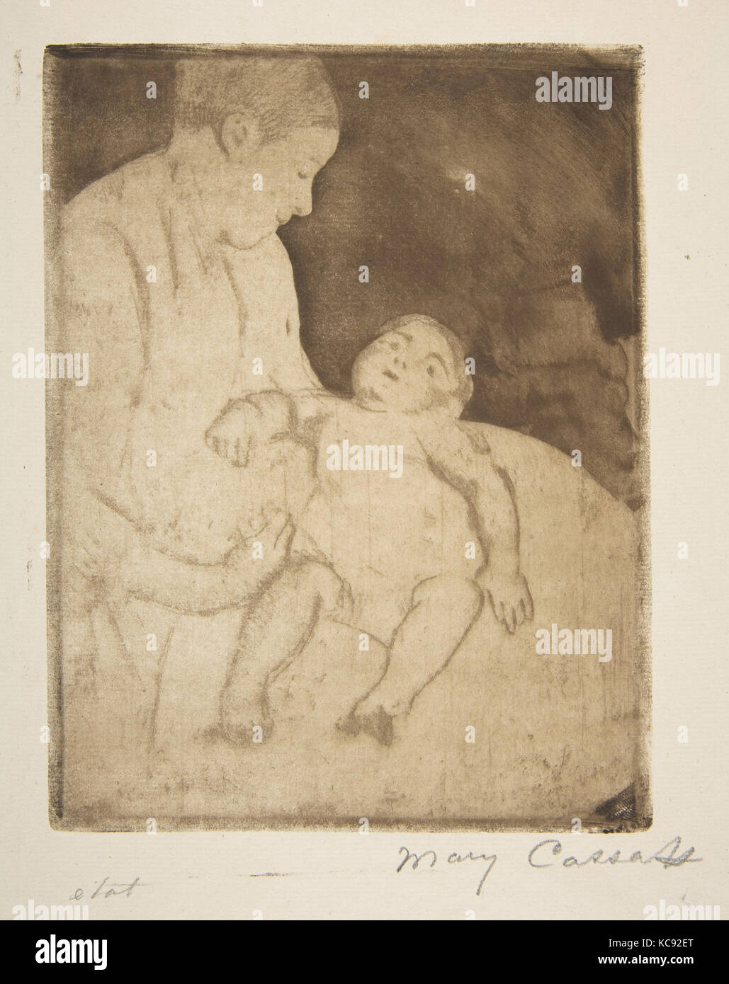 Bill Lying on His Mother's Lap, Mary Cassatt, ca. 1889 Stock Photo