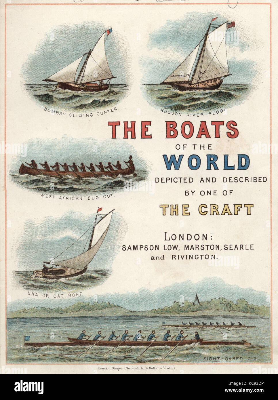 Title page of the Victorian book Boats of the World Stock Photo