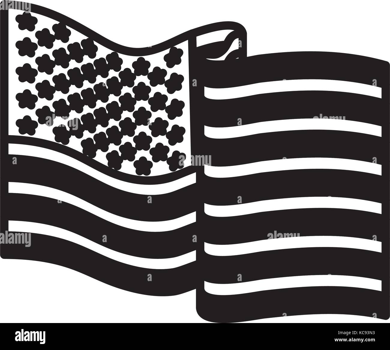 united states flag waving in black silhouette Stock Vector Image & Art ...