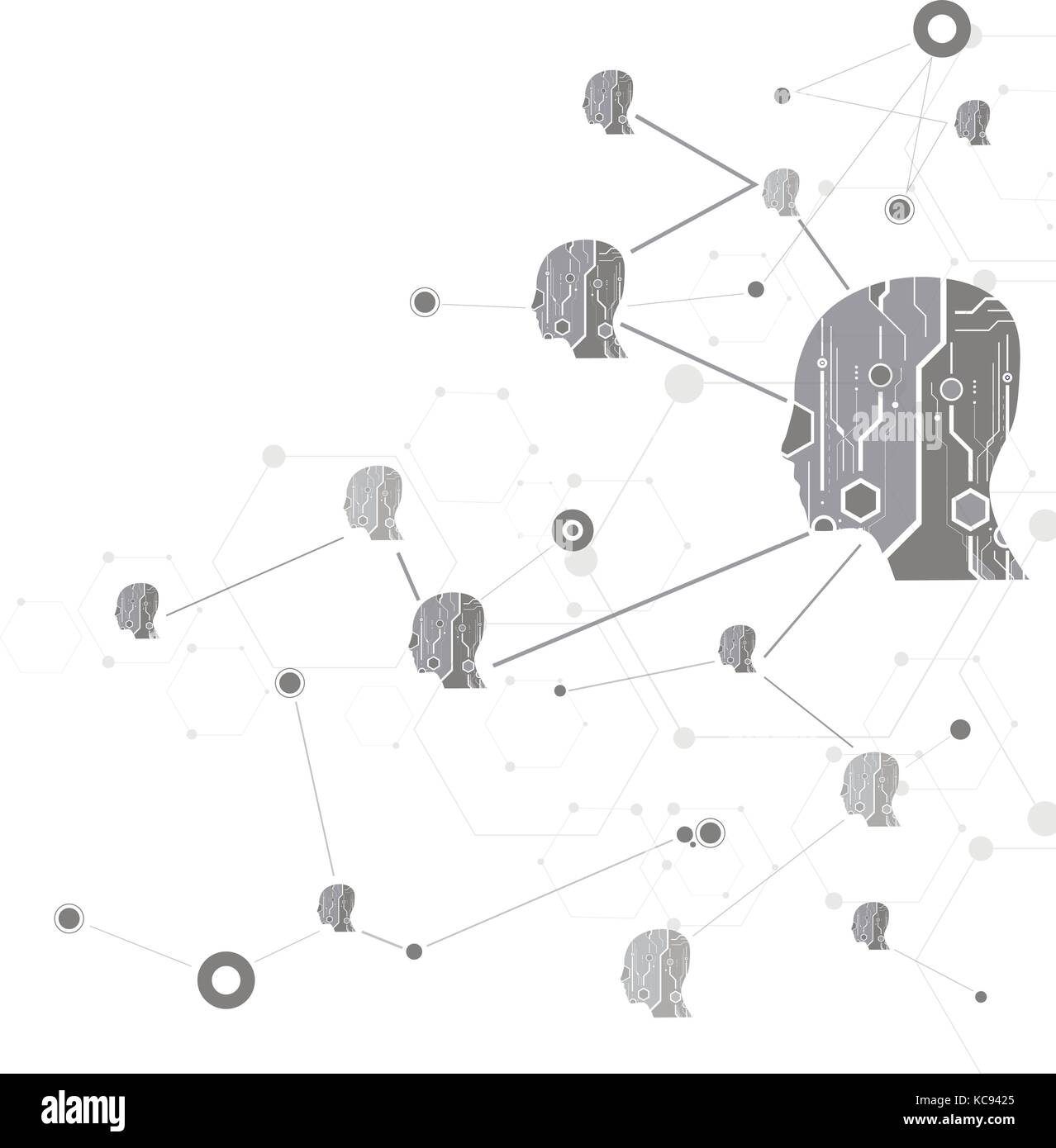 Abstract futuristic technology head with line and elements Stock Vector ...