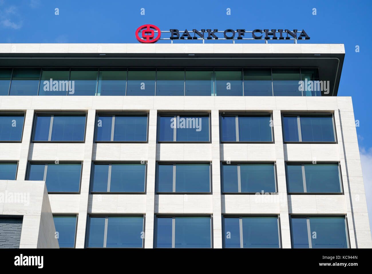 Bank of China sign at Rotterdam branch. The Bank of China is one of the 5 biggest state-owned commercial banks in China. Stock Photo