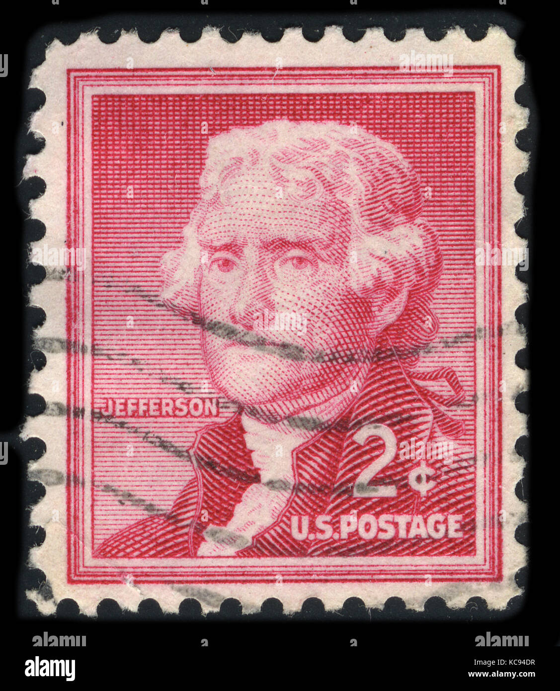 USA - CIRCA 1930: A stamp printed in USA shows image portrait Thomas Jefferson (April 13, 1743 – July 4, 1826) was the third President of the United S Stock Photo
