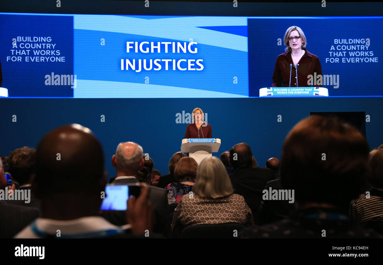 Home Secretary Amber Rudd arrives to speak at the Conservative party ...