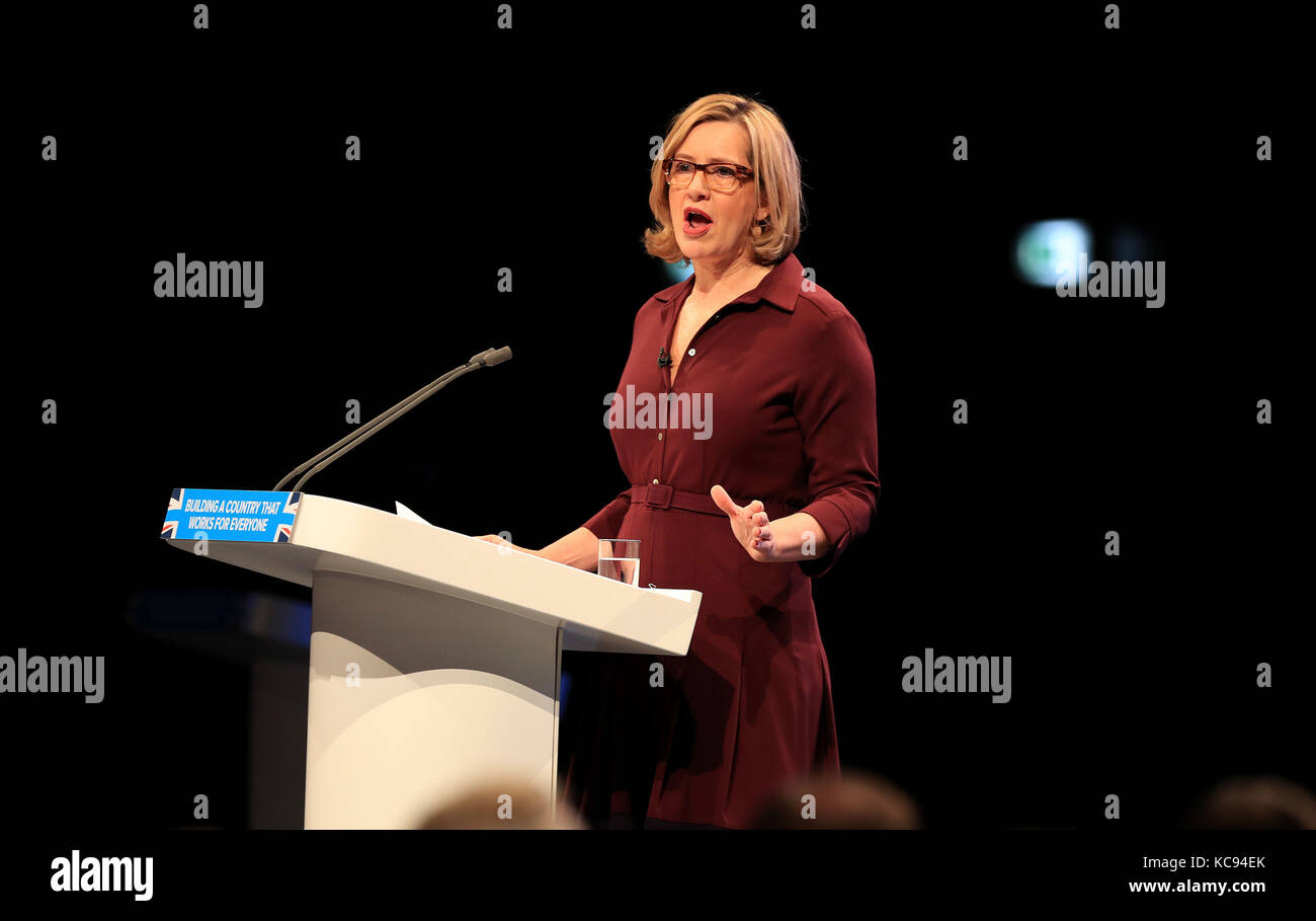 Home Secretary Amber Rudd speaks at the Conservative party conference ...