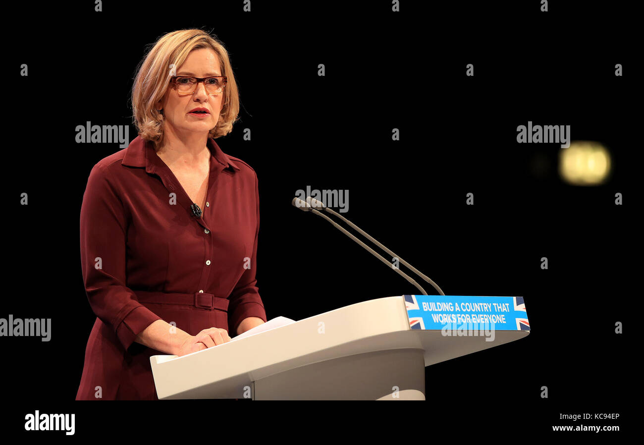 Home Secretary Amber Rudd speaks at the Conservative party conference ...