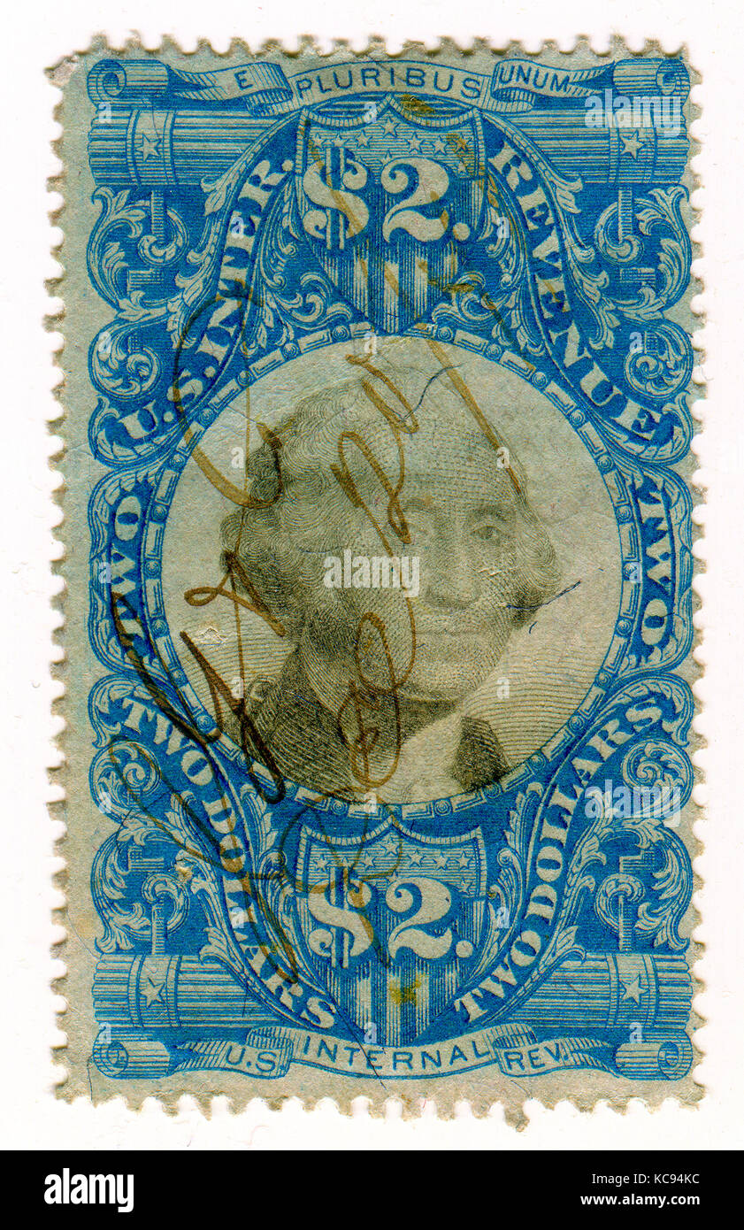GOMEL, BELARUS, 22 MARCH 2017, Stamp printed in USA shows image of the George Washington was an American politician and soldier who served as the firs Stock Photo