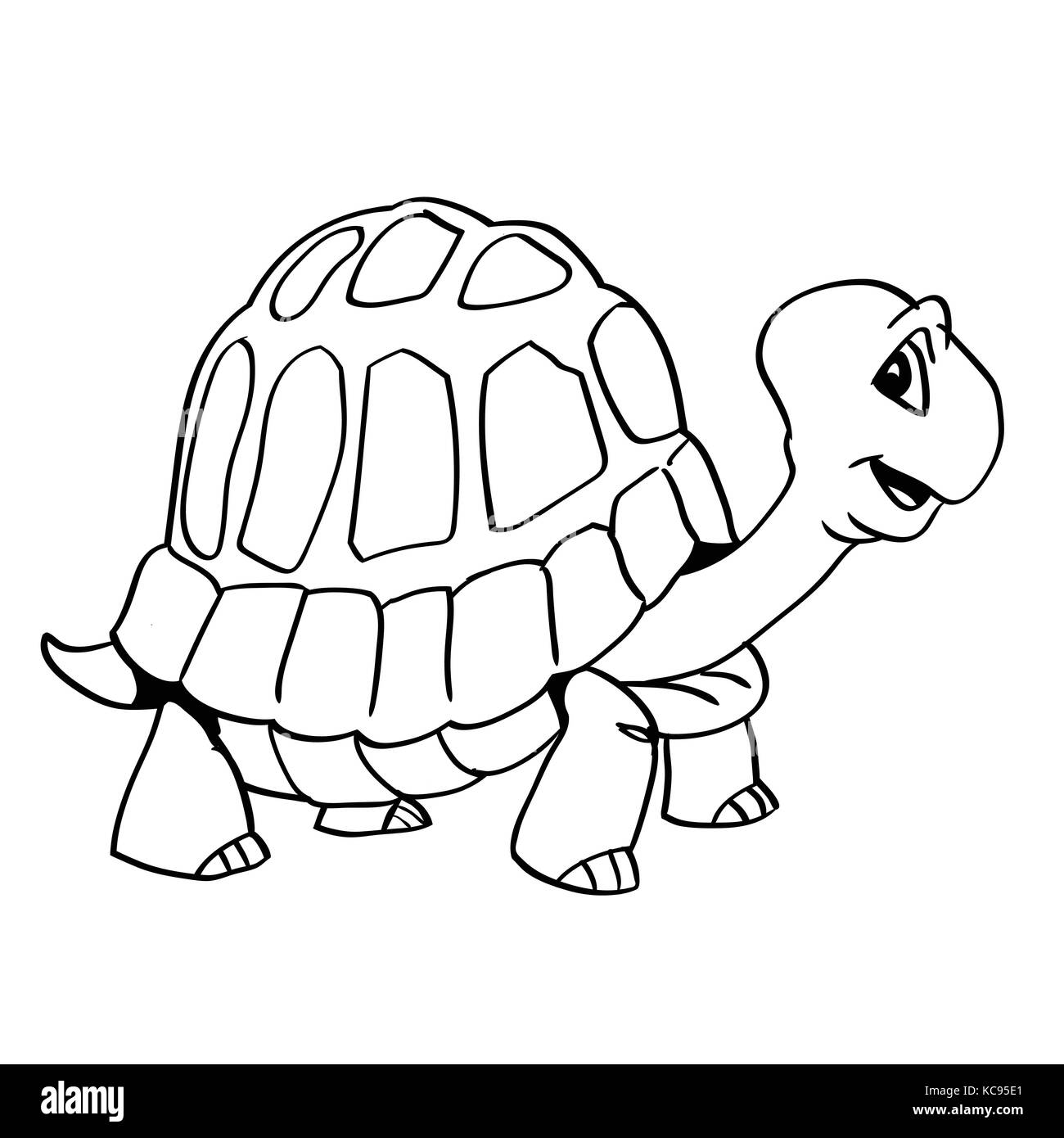 Hand drawing of a smiley turtle cartoon isolated on white background. Black  and White simple line Vector Illustration for Coloring Book - Line Drawn V  Stock Vector Image & Art - Alamy