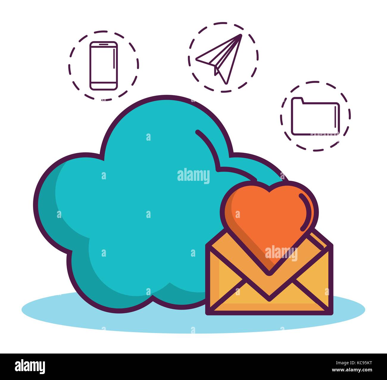 cloud and social network related icons over white background colorful ...