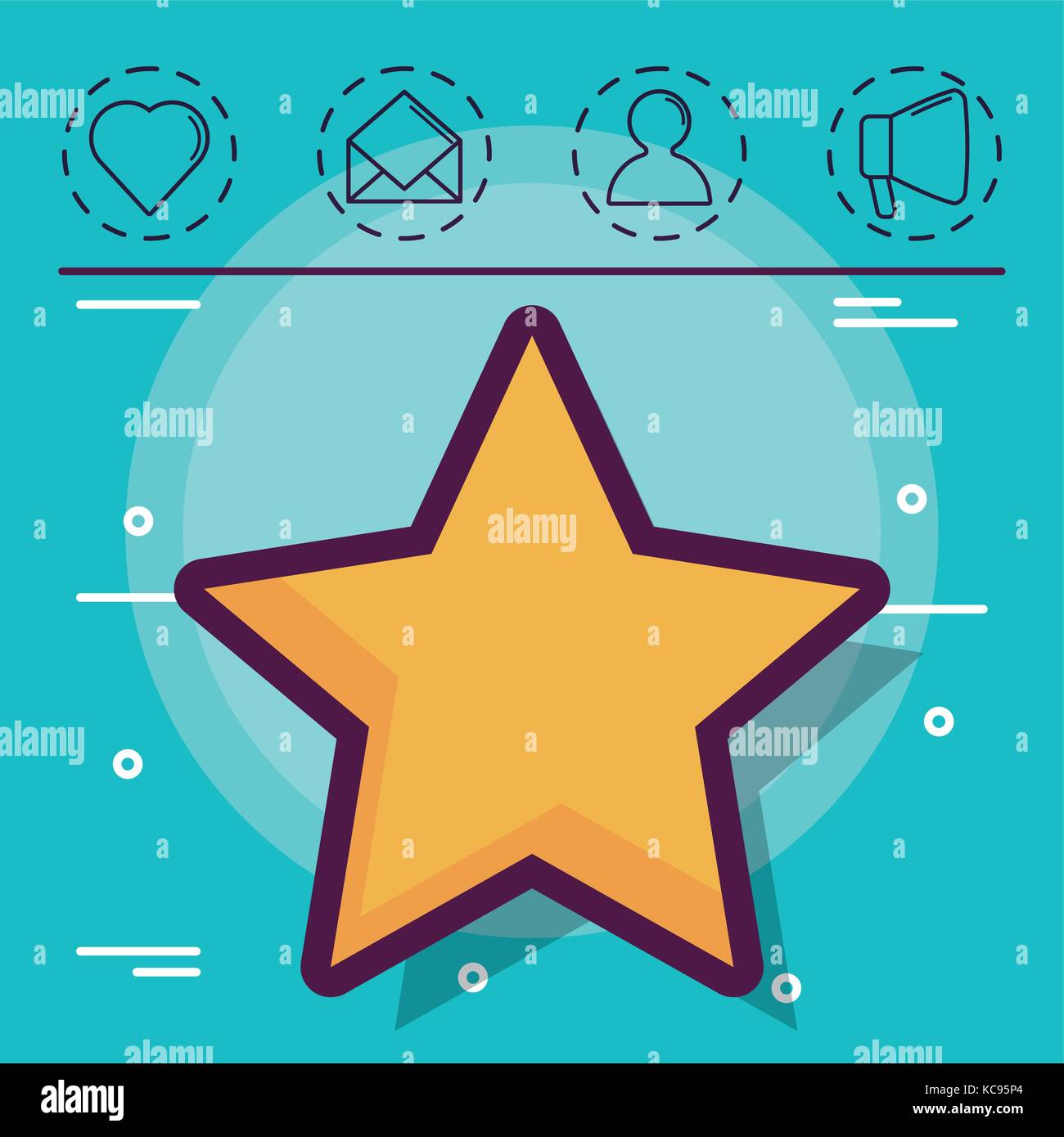 star and social network related icons over background colorful design ...