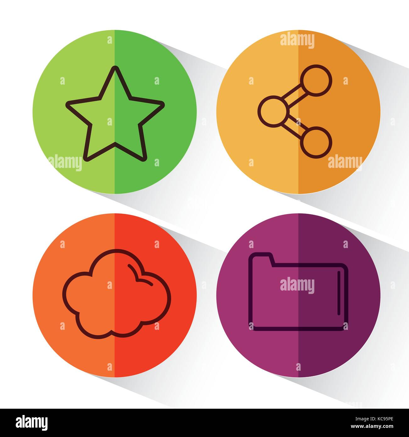 social network related icons over colorful circles and white background ...