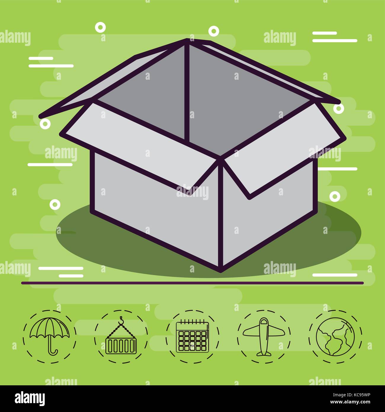Box and icon set of logistic transportation and delivery theme Vector ...
