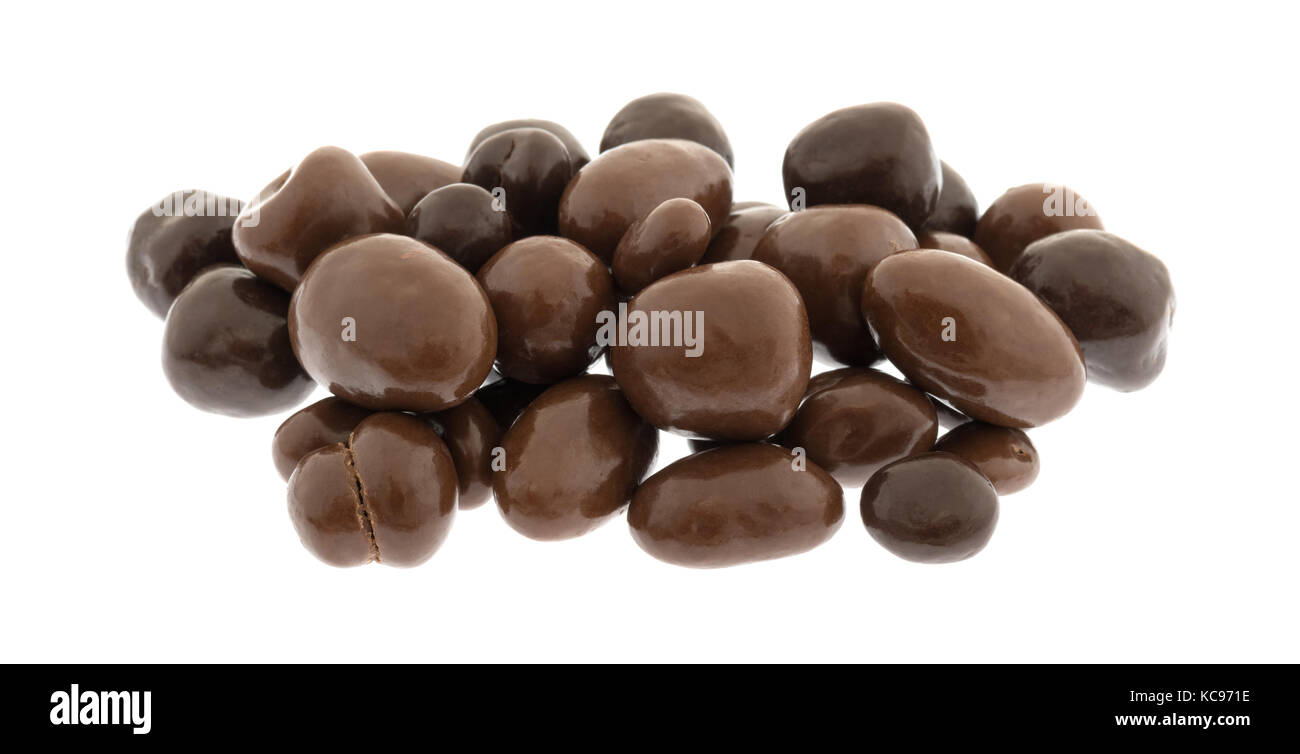 A portion of bridge mix chocolate candy isolated on a white background. Stock Photo