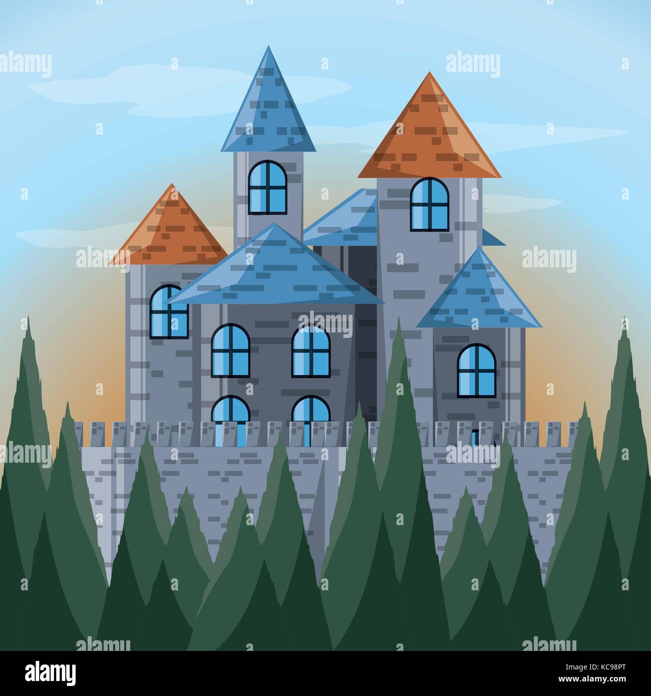 Castle and pine trees design Stock Vector Image & Art - Alamy