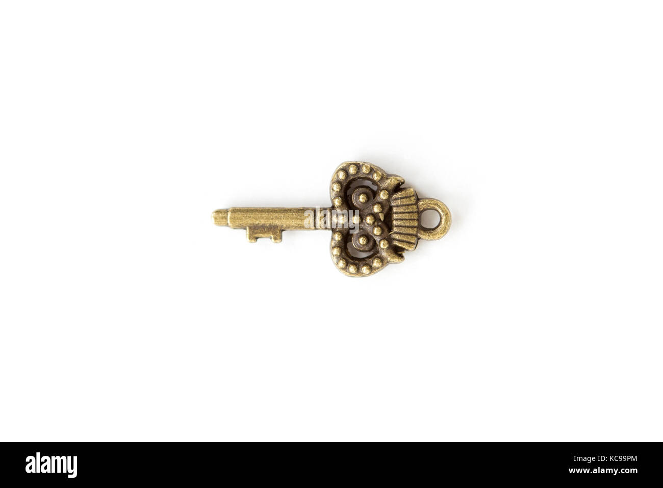 View at vintage metal key isolated on the white background Stock Photo ...