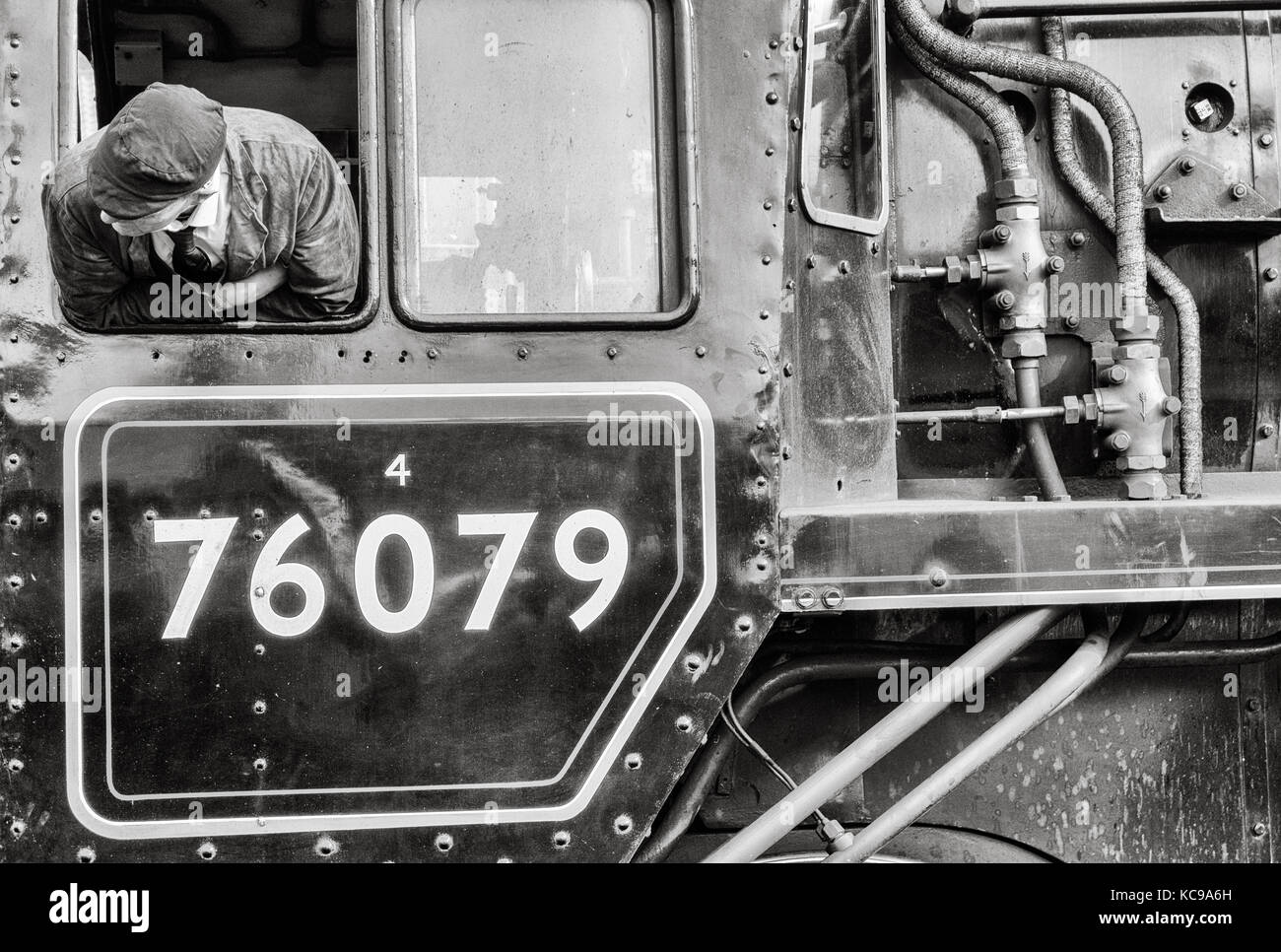 Steam train ( BR Standard 4MT No. 76079 ) at Grosmont station on The North Yorkshire Moors Railway. Grosmont, North Yorkshire, England. UK Stock Photo