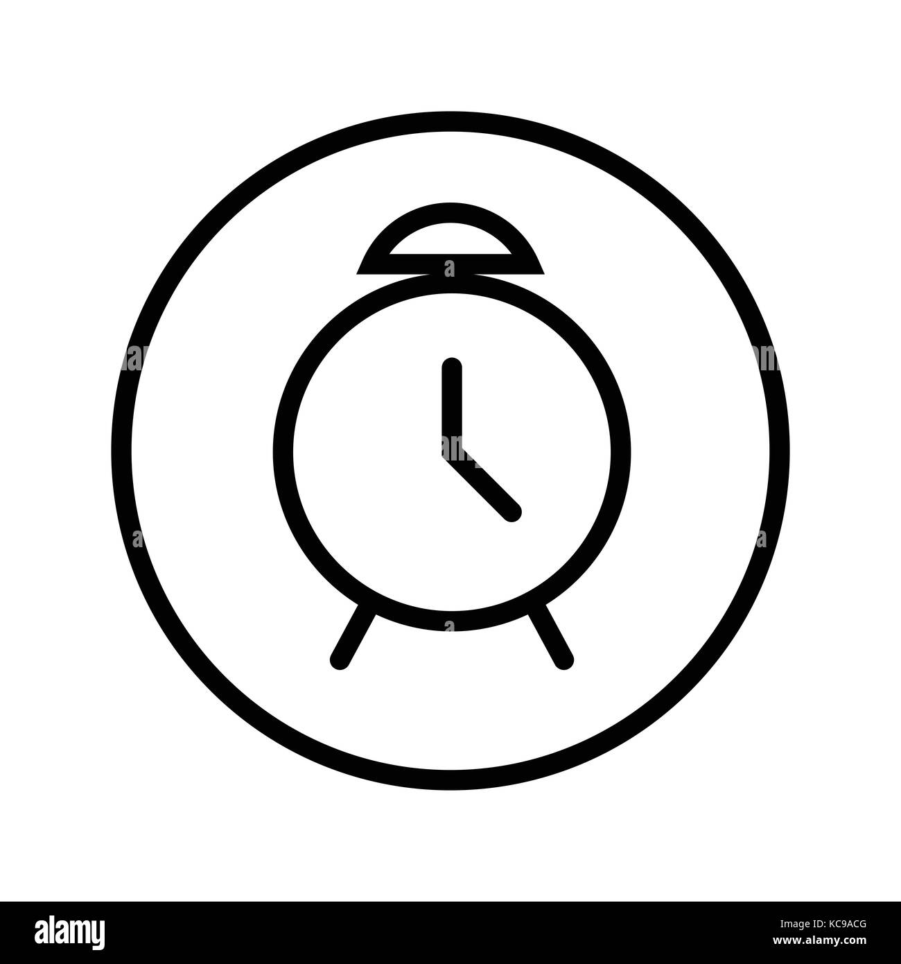 Vector of Alarm icon in Circle line, iconic symbol inside a circle, on white background.  Vector Iconic Design. Stock Vector