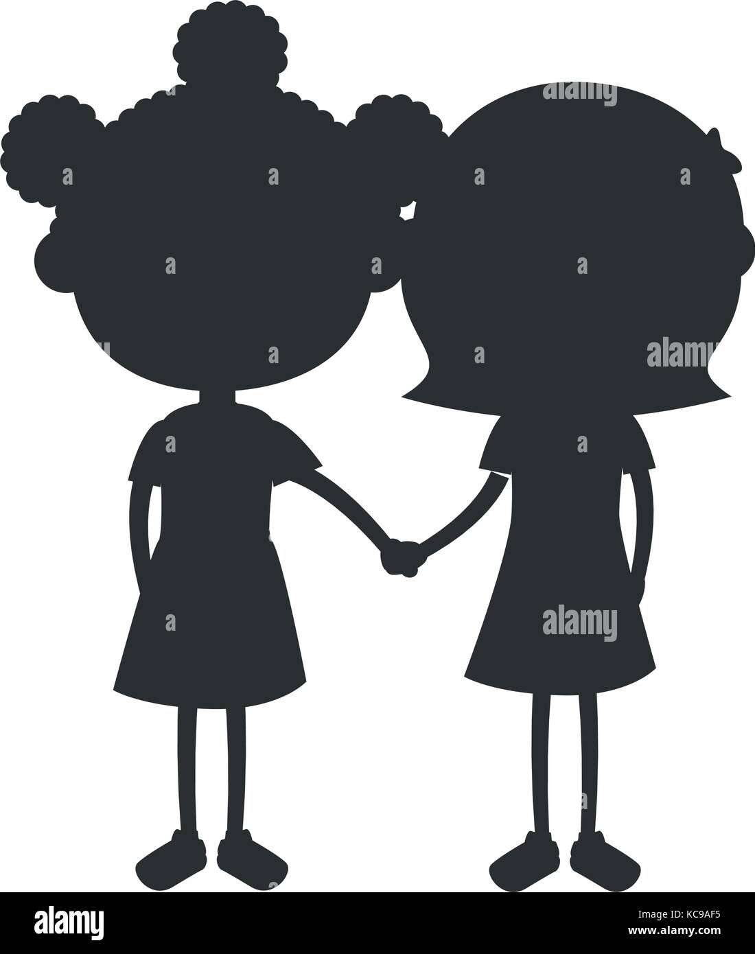 cute little girls silhouette characters vector illustration design ...