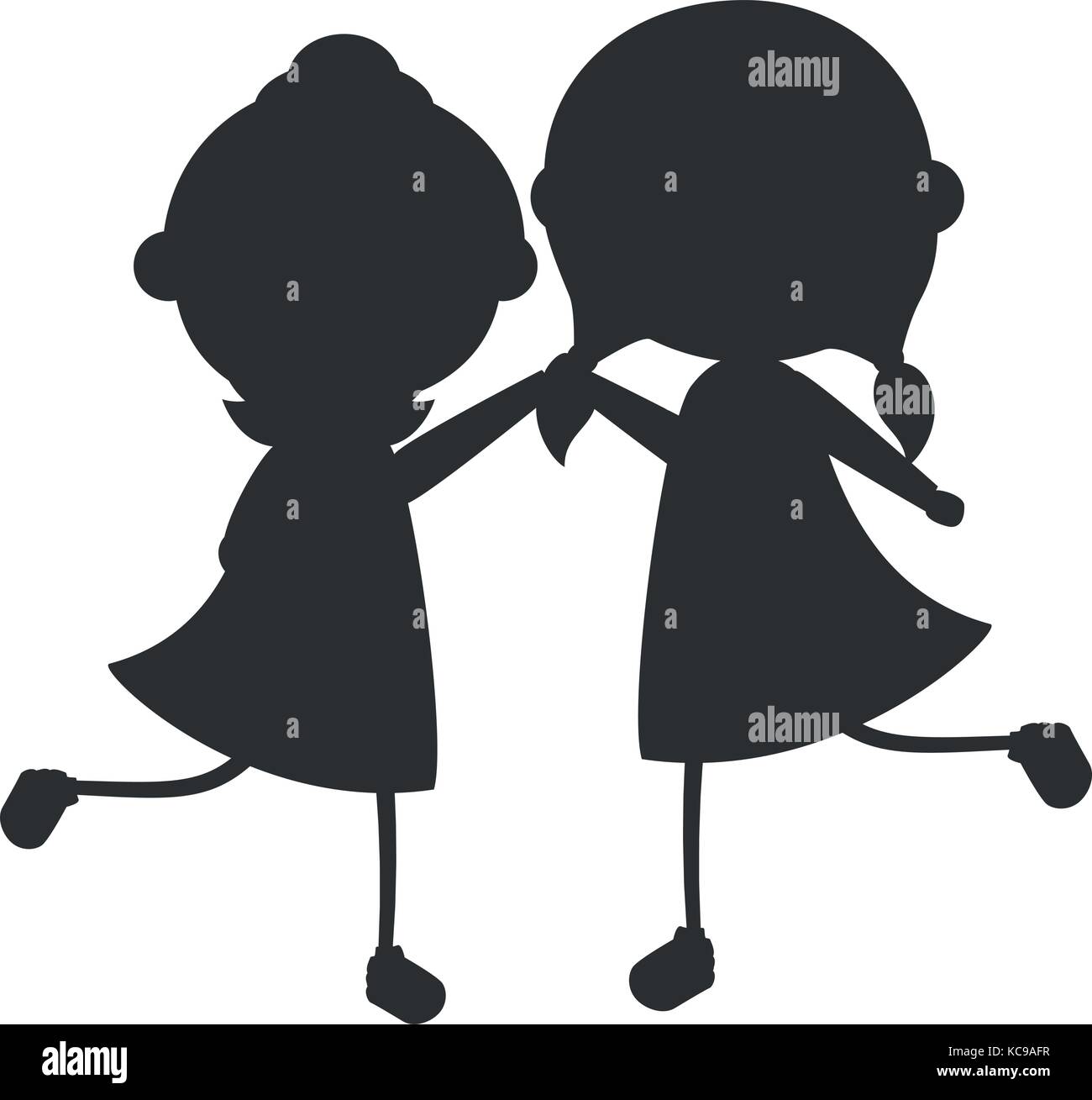 cute little girls silhouette characters vector illustration design ...
