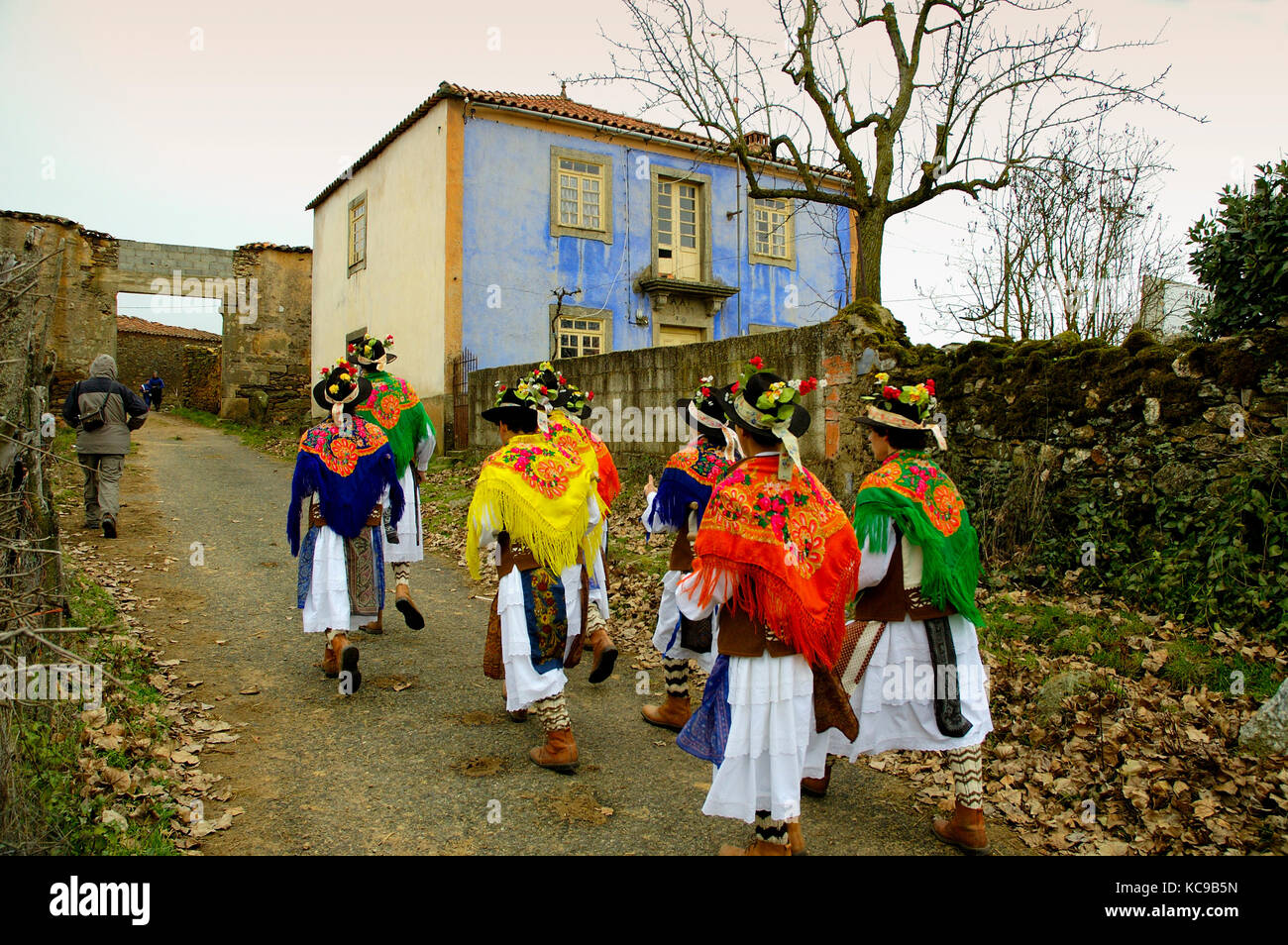 A popular group (Pauliteiros de Miranda) that practice an ancient iberian warrior dance. Traditional winter festivities in Constantim. Trás-os-Montes, Stock Photo