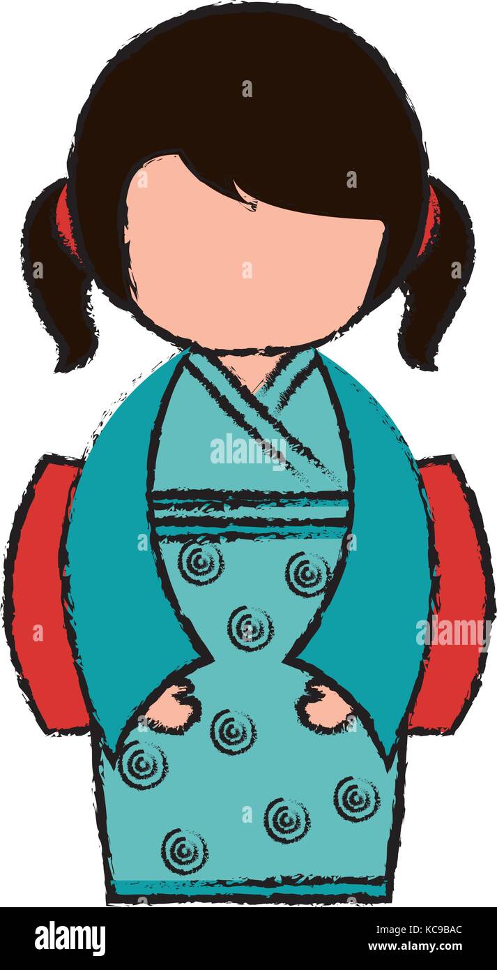 little japanese doll kawaii character Stock Vector Image & Art Alamy