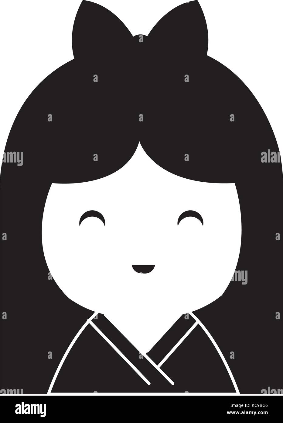 little japanese doll kawaii character Stock Vector Image & Art Alamy
