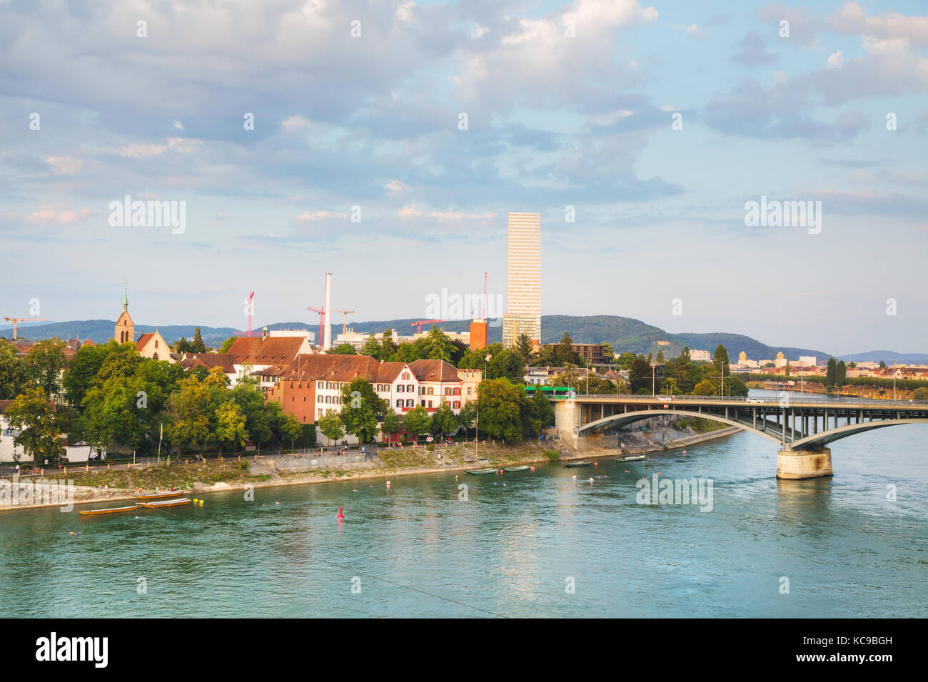 Aerial overview of Basel cityscape in Switzerland Stock Photo