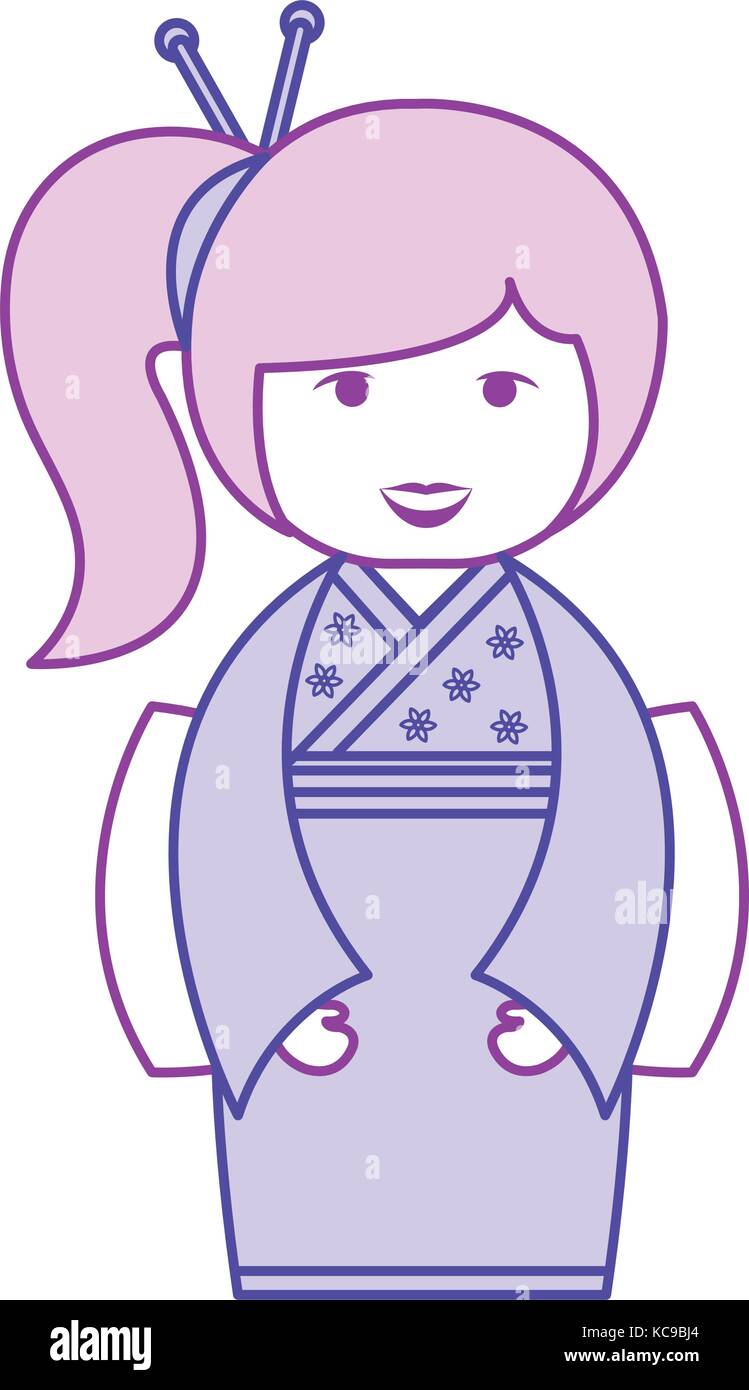 little japanese doll kawaii character Stock Vector Image & Art Alamy