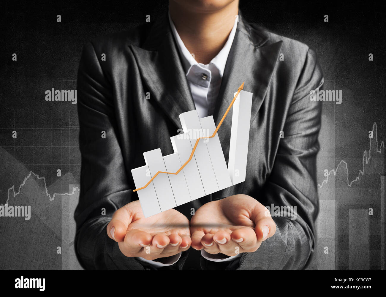 Businessman presenting growing graph Stock Photo - Alamy