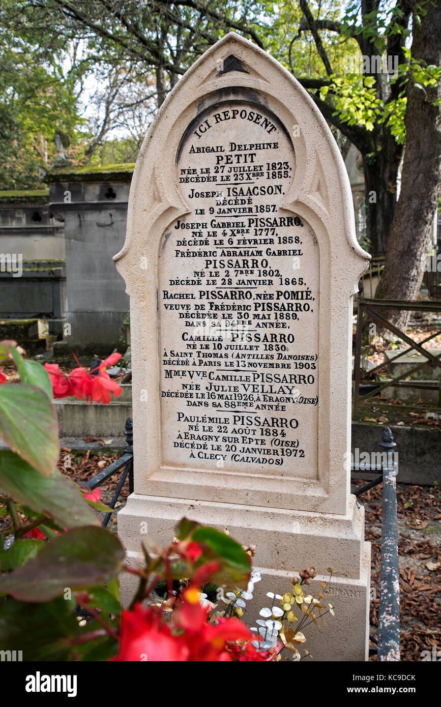 The grave of Camille Pissarro (1830-1903) in Pere Lachaise cemetery, Paris, France. Stock Photo