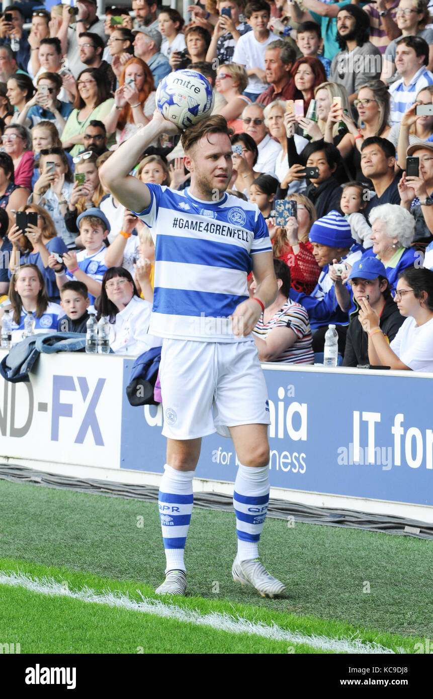 Game for Grenfell, at Loftus Road Stadium, celebrities, family members from Grenfell and members of the emergency services took part tin the match, with a special half time performance by Rita Ora  Featuring: Game4Grenfell Where: London, United Kingdom When: 02 Sep 2017 Credit: WENN.com Stock Photo