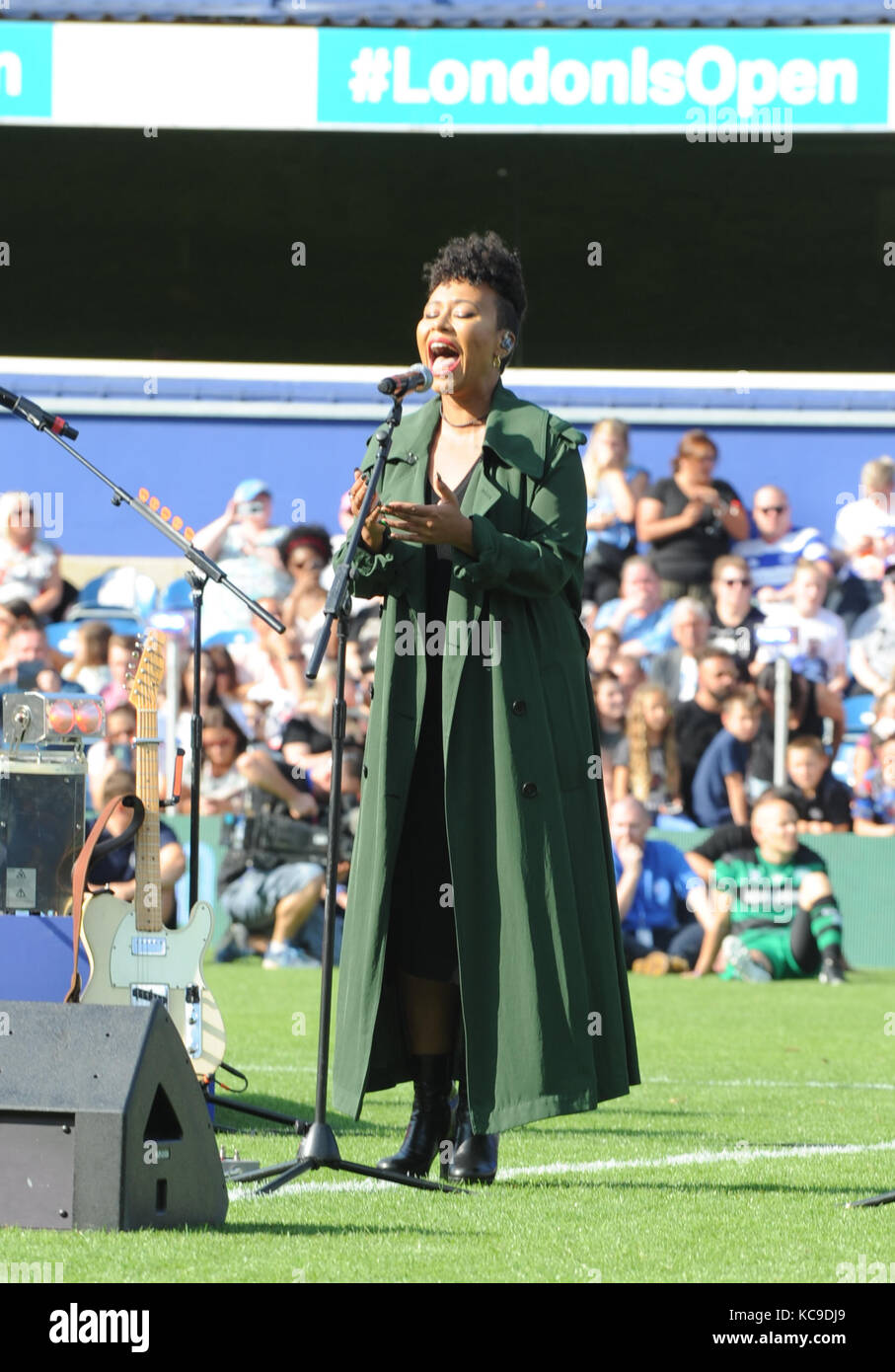 Game for Grenfell, at Loftus Road Stadium, celebrities, family members from Grenfell and members of the emergency services took part tin the match, with a special half time performance by Rita Ora  Featuring: Emeli Sande Where: London, United Kingdom When: 02 Sep 2017 Credit: WENN.com Stock Photo