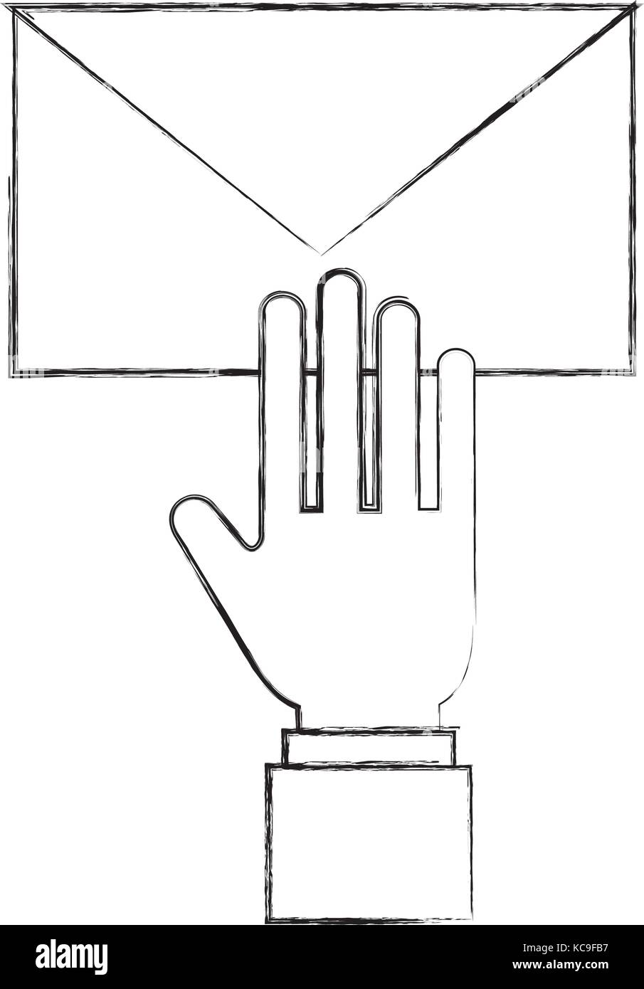 hand with email envelope message letter web symbol Stock Vector Image ...