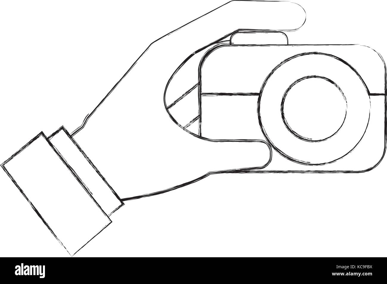 hand holding photo camera push button Stock Vector Image & Art - Alamy