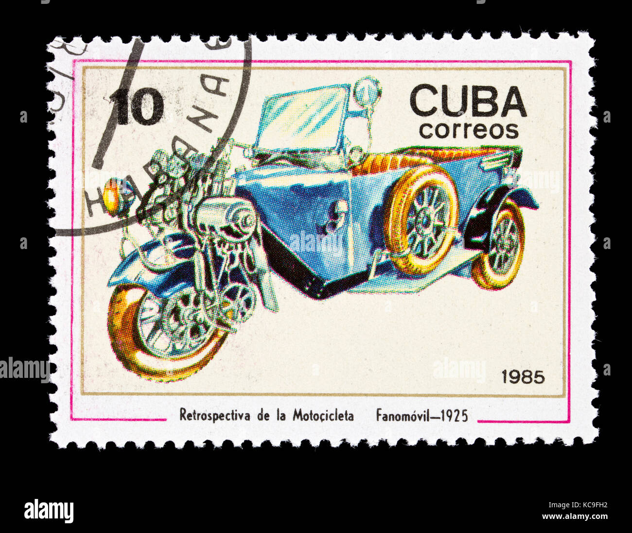 Postage stamp from Cuba depicting an 1925 Fanomobile classic automobile. Stock Photo