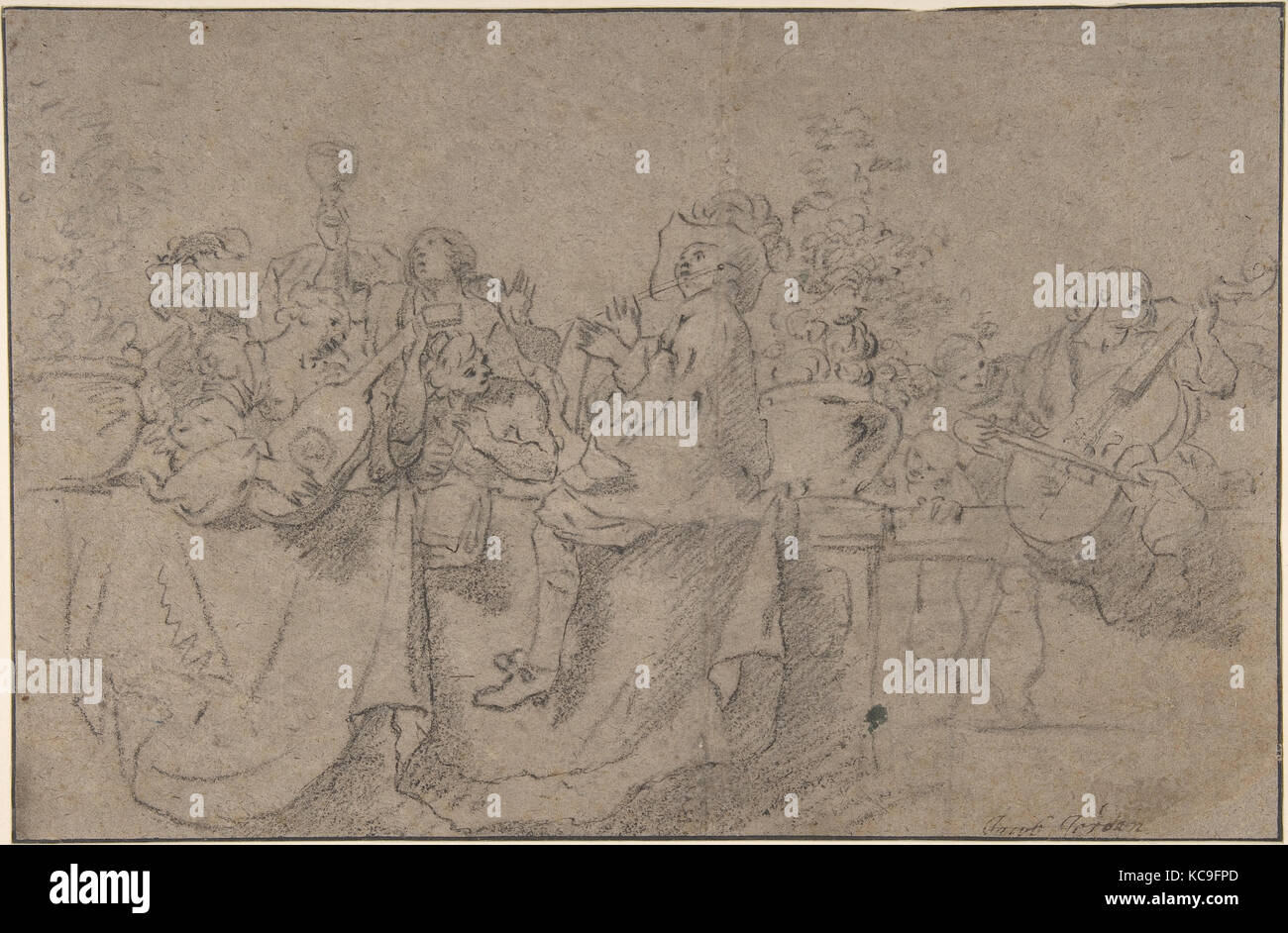 Recto: The Concert, Attributed to Johann Liss, early 17th century Stock Photo