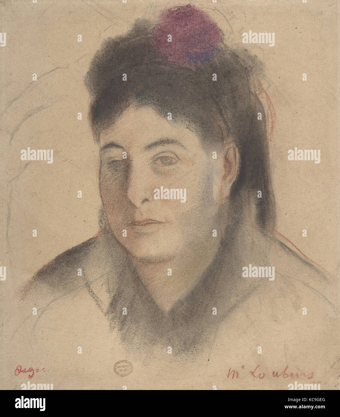 Charcoal and graphite with white chalk on wove paper hires stock